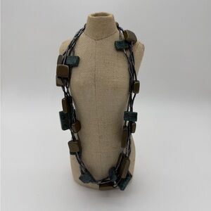 Fall Fashion Vtg. Handmade Chunky 4 Strand Paisley Beaded Statement Necklace 22”